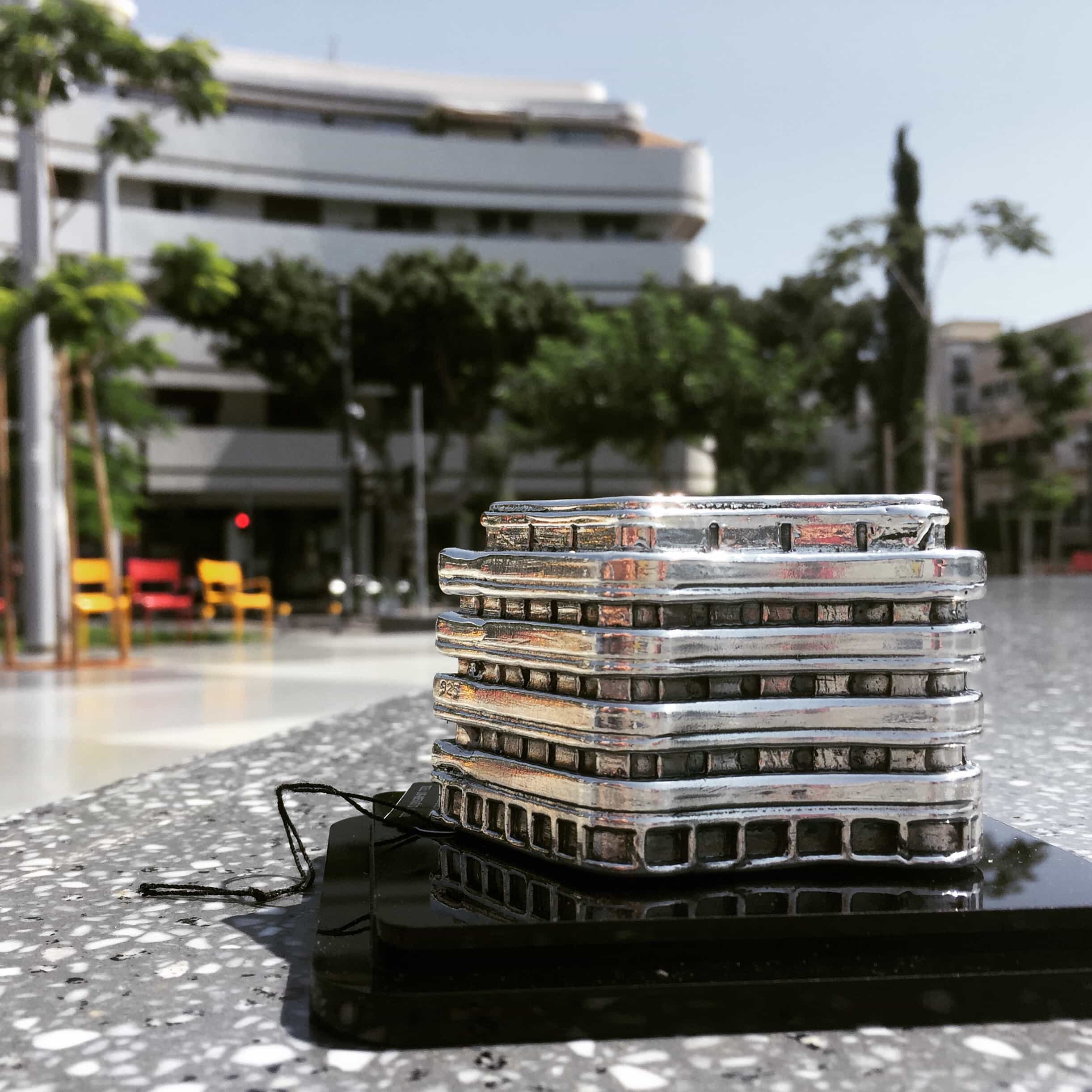 Dizengoff Square, Tel Aviv Sterling Silver Miniature Building
